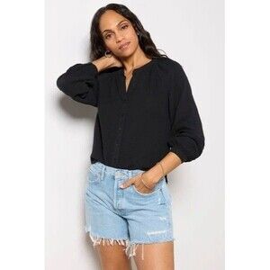 Free People We The Free Lucy Solid Shirt Blouse Top Ruffle Buttondown XS 285678